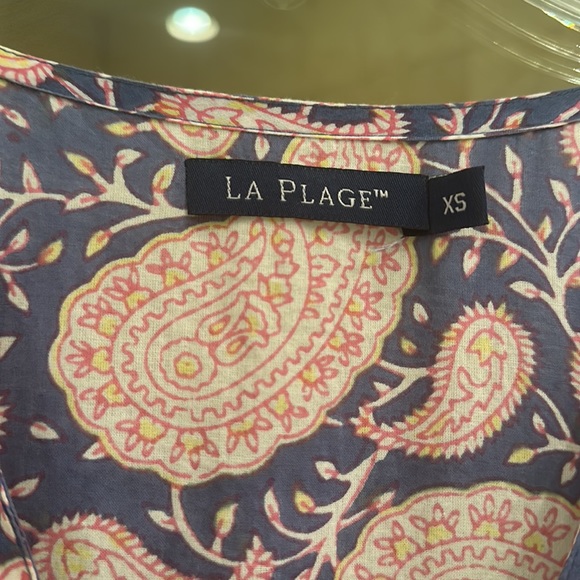 La Plage Pink and Blue Paisley Maxi with pink tassels; XS - Picture 4 of 6